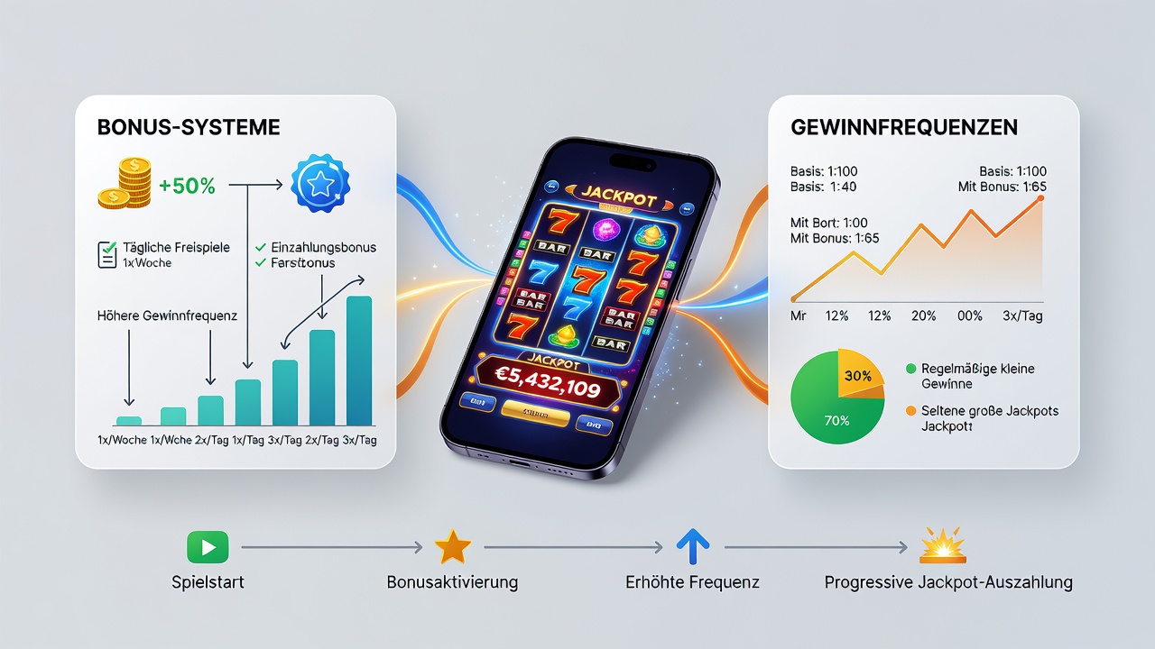 Darstellung von Win-Frequenz-Mustern und Bonusverbindungen in progressiven Slots