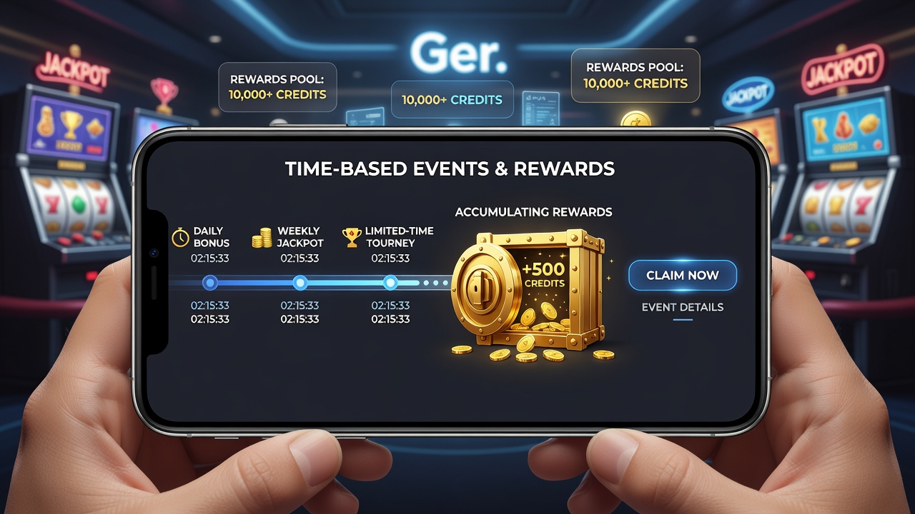 Diagramm zur Synchronisation zeitbasierter Casino-Events mit Belohnungsakkumulation in einer mobilen Anwendung